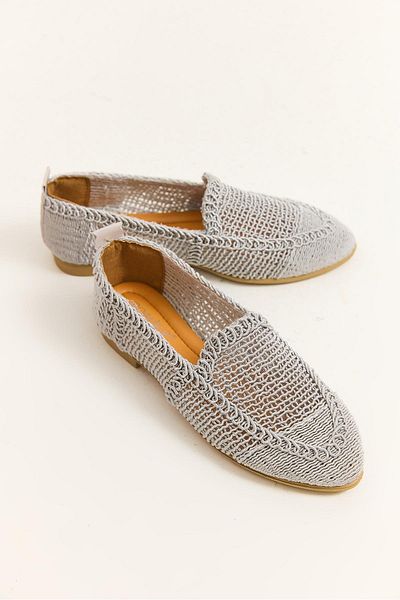 Raneel Kazançlı Alışveriş Knitted Design Women's Ballerina Shoes Gray