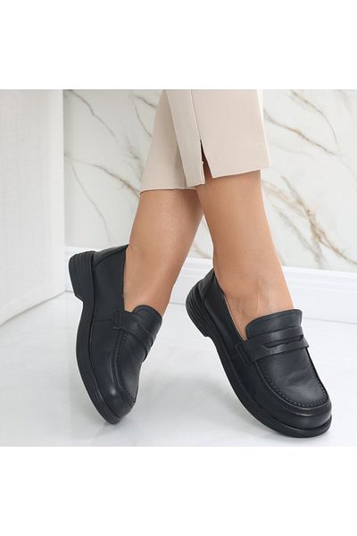 MODA STİL Women's casual shoes Black Genuine Leather Sendiana, 39