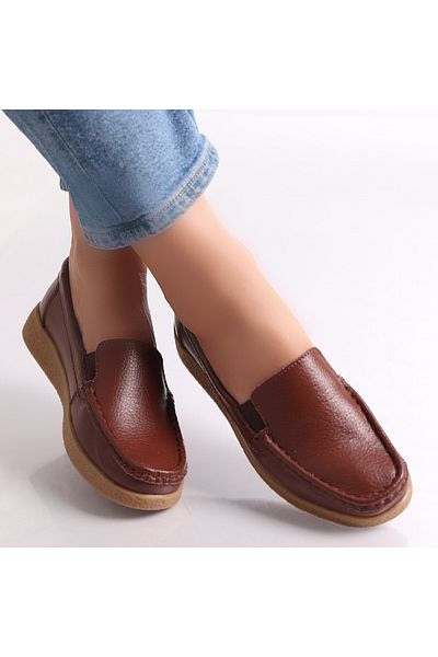 MODA STİL Women's casual shoes, brown, genuine leather, Danina, 36