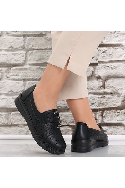 MODA STİL Women's Casual Shoes Black Made of Asnes Ecological Leather, 40