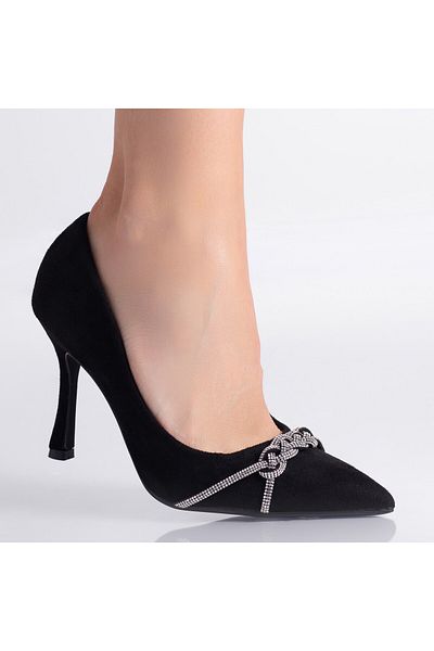 MODA STİL Women's Black Heeled Shoes Made of Eco-Suede Leather Ranin, 35