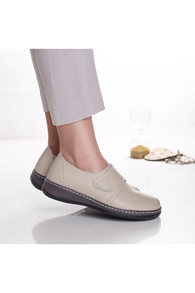 MODA STİL Women's casual shoes, beige, made of genuine leather Felicy, 37