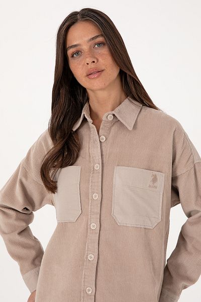 U.S. Polo Assn. Women's Stone Long Sleeve Tunic Shirt 50290001-Vr049