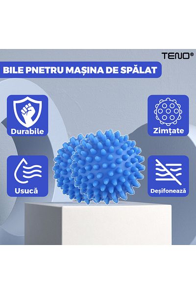 Teno Set of 2 Teno® Washer and Dryer Balls, compact, reusable, blue