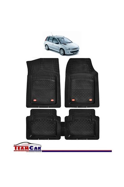 TEAMCAR ® Car Mats Tray Type Peugeot 206 Sw (2002-2012) Black Durable Material