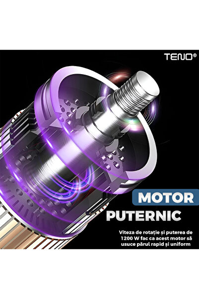 Teno Επαγγελματικό πιστολάκι μαλλιών Teno® 3 σε 1, 3 αξεσουάρ, 1200W, μπλε