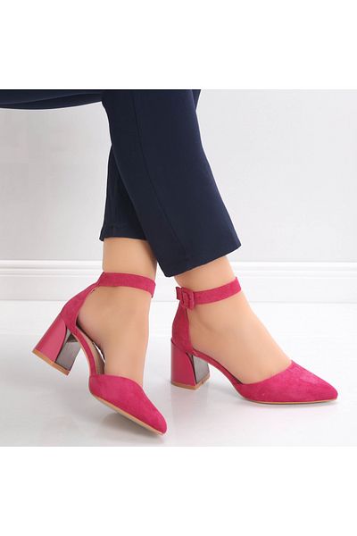 MODA STİL Women's Fuchsia Heeled Shoes Made of Ananda Eco-Suede Leather, 40
