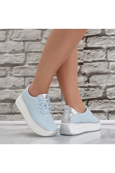 MODA STİL Women's casual shoes in blue natural leather Namia, 36