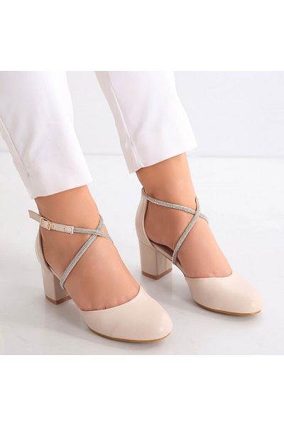 MODA STİL Beige Women's Shoes Made of Organic Leather Graisi, 36