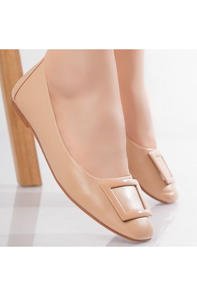 MODA STİL Women's Beige Ballerinas Made of Iumna Ecological Leather, 37