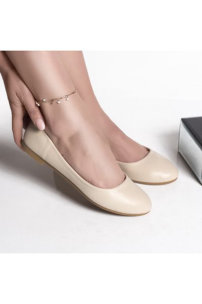 MODA STİL Women's beige ballet flats, eco-leather, patrika, 36