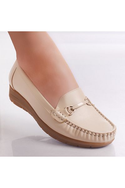 MODA STİL Women's Casual Beige Shoes Made of Eco-Leather Enasa, 36
