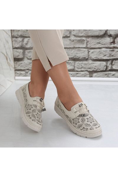 MODA STİL Women's Casual Beige Shoes Made of Eco-Leather Asnes, 39