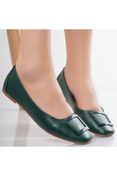 MODA STİL Women's Green Ballerinas Made of Iumna Ecological Leather, 35