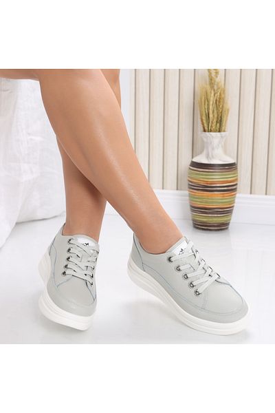 MODA STİL Women's casual shoes Grey made of natural leather Hory, 37