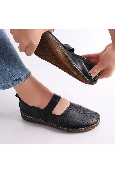 MODA STİL Women's Casual Black Shoes Made of Amata Eco-Leather, 38