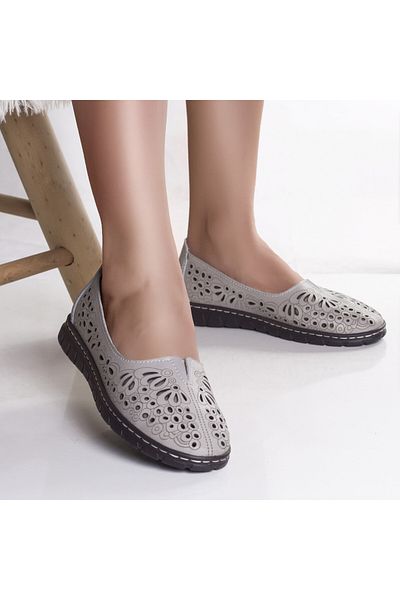 MODA STİL Women's casual gray shoes made of genuine leather opilo, 37