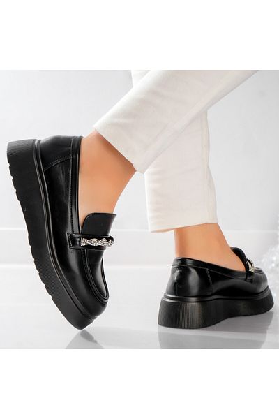 MODA STİL Women's Casual Black Shoes Made of Eco-Leather Arjun, 37