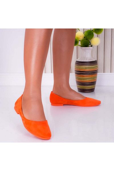 MODA STİL Women's Orange ballet flats made of eco-leather suede Nety, 36