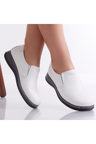 MODA STİL Women's casual white shoes made of natural leather Deborah, 39