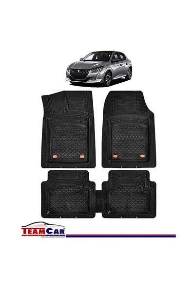 TEAMCAR ® Car Mats Tray Type Compatible Peugeot 208 I (2012-2019) Black Durable Material