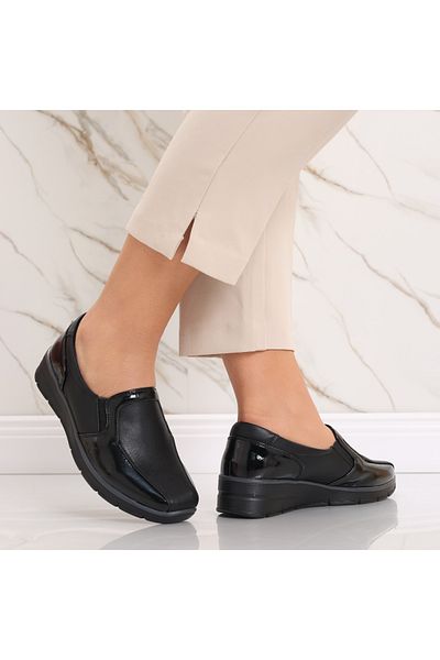MODA STİL Women's casual black shoes made of eco-leather Elsa, 41