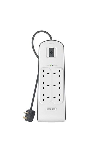 Generic belkin 6-Way Surge Protection Strip with 2-USB Port White 2m