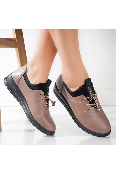 MODA STİL Women's casual Khaki shoes made of Nola Eco-leather, 36