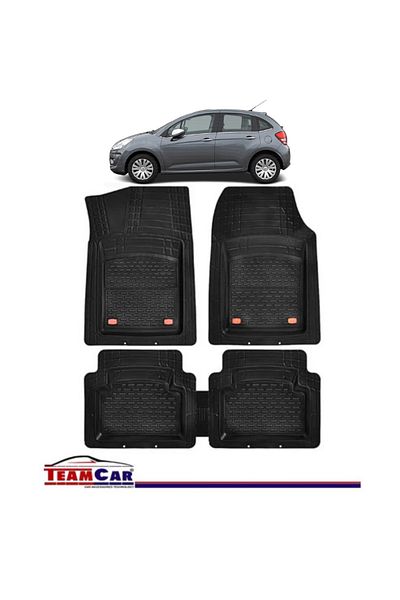 TEAMCAR Covorașe auto tip tavă Citroen C3 II (2009-2016) negre, material rezistent