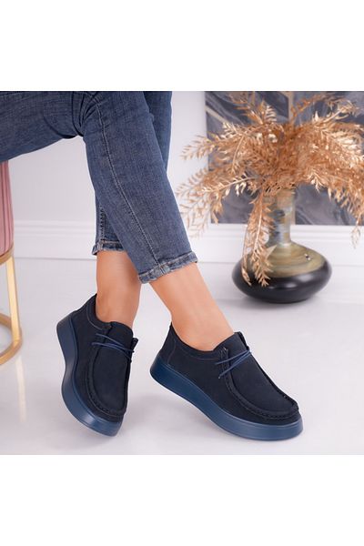 MODA STİL Women's casual shoes Navy Blue made of natural suede leather Sandy, 40