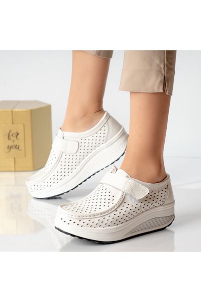 MODA STİL Women's casual white leather shoes, size 36