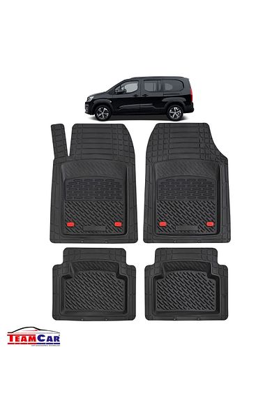 TEAMCAR Covorașe auto tip tavă Peugeot Partner/rifter (2018-2024) negre, material rezistent
