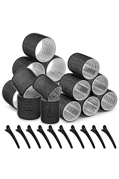 Regal Bliss Regal Bliss® hair curlers, 16-piece set with hedgehogs, 10 clips, bag, volume and resistant curls, black.