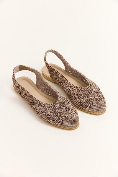 Raneel Kazançlı Alışveriş Knitted Model Women's Ballerina Shoes Mink