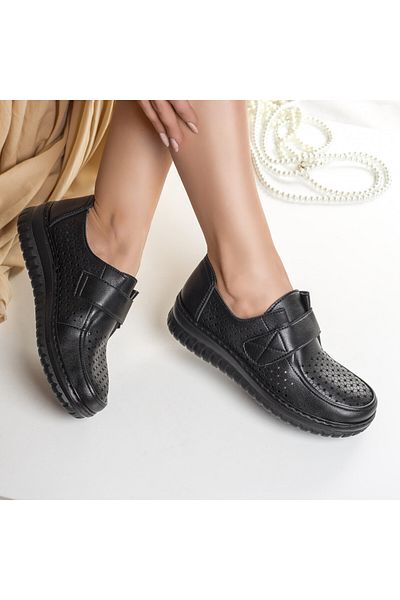 MODA STİL Women's casual black shoes made of tani eco-leather, 37