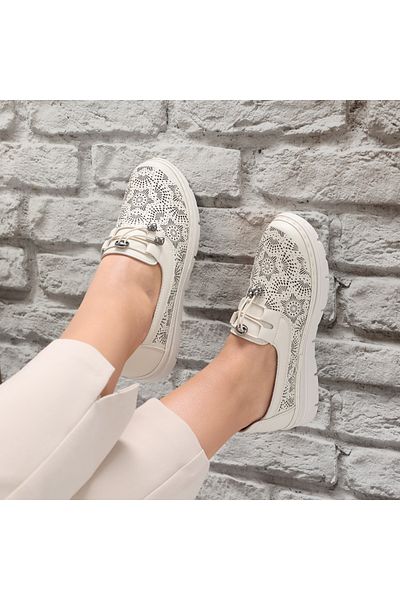 MODA STİL Women's Casual Beige Shoes Made of Eco-Leather Asnes, 39