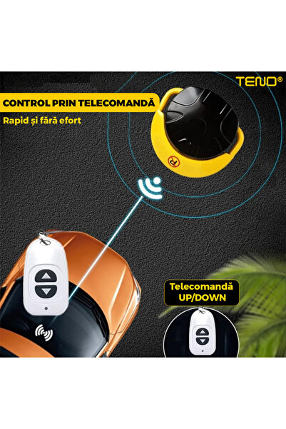 Teno Blocator Parcare Automat Teno®, greutate suportata 2 tone, alimentare pe baterii, negru/galben