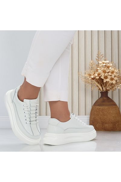 MODA STİL Women's casual shoes, white, made of natural leather, Chlora, 39