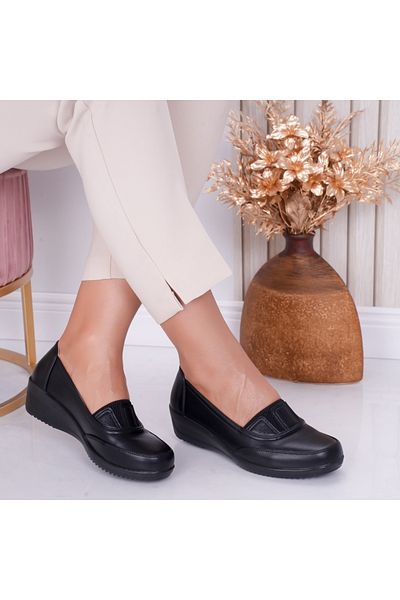 MODA STİL Women's Casual Black Shoes Made of Norica Ecological Leather, 40