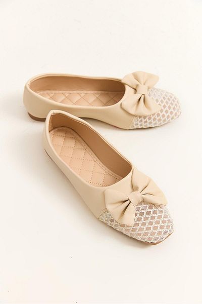 Raneel Kazançlı Alışveriş Bow Model Stylish Design Ballerina Mink