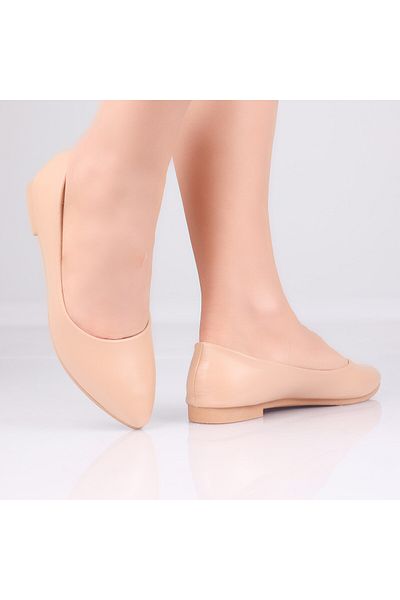 MODA STİL Women's Khaki Ballet Flats Made of Radina Eco-Leather, 38