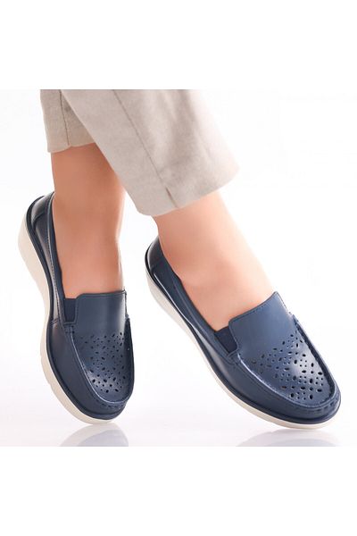 MODA STİL Women's casual shoes Navy Blue made of natural leather Avril, 38