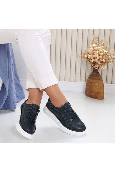 MODA STİL Women's casual shoes Navy Blue made of Genuine Leather Novea, 40