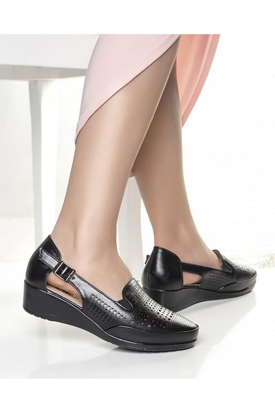 MODA STİL women's black platform shoes made of ulfa eco-leather, 36