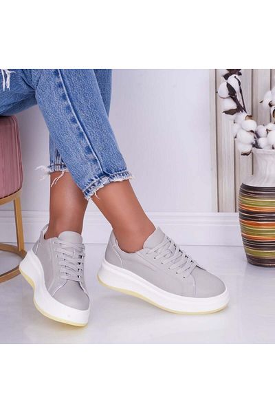 MODA STİL Women's casual shoes, Grey, made of natural leather, Ema, 39