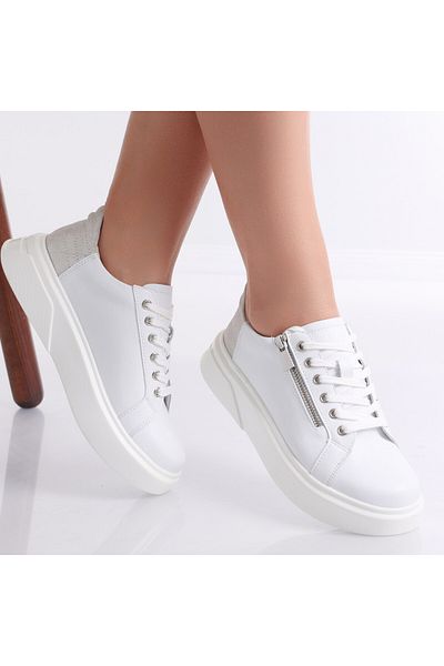 MODA STİL Women's casual shoes White made of natural leather Ronla, 36