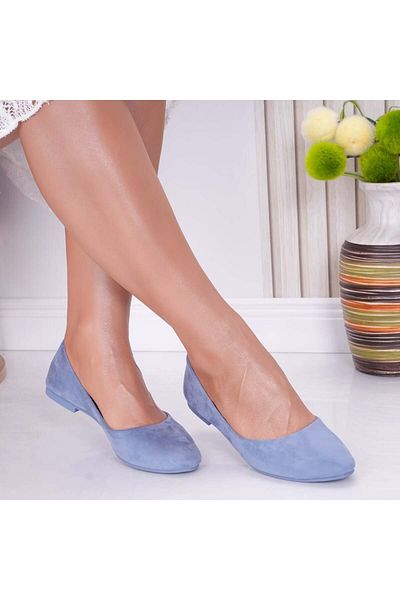 MODA STİL Women's Blue Ballerinas Made of Eco-Suede Leather Nety, 36