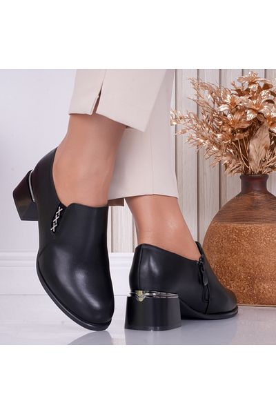 MODA STİL Women's Black Heeled Shoes Made of Eco-Leather Roma, 41