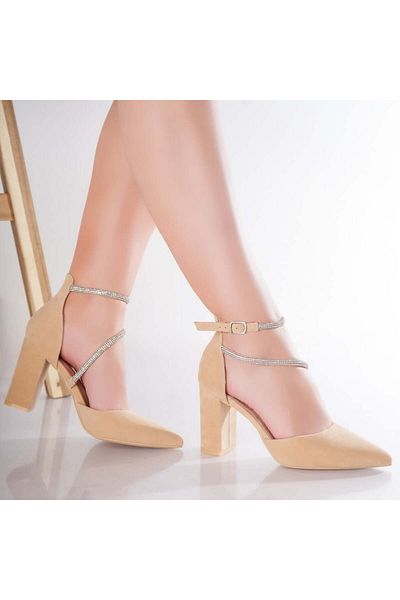 MODA STİL Women's Beige Suede Shoes Adiba, 38