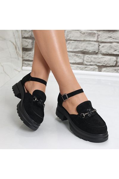 MODA STİL Women's Casual Black Shoes Made of Eco-Suede Leather Aina, 37
